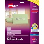 Avery&reg; Easy Peel Inkjet Printer Mailing Labels - 1" Width x 4" Length - Permanent Adhesive - Rectangle - Inkjet - Matte Clear - Matte - Film - 20 / Sheet - 20 Total Sheets - 200 Total Label(s) - 200 / Pack AVE18661
