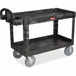Rubbermaid Commercial Large Utility Cart with Lipped Shelf - 2 Shelf - 750 lb Load Capacity - 4 Casters - 5" Caster Size - Resin - 55" Length x 26" Width x 33.25" Height - Black - 1 Each RCP454600BK