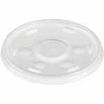 Dart 10 oz HIPS Plastic Straw-Slotted Lid - Translucent - 3.5" Diameter - High Impact Polystyrene (HIPS) - Translucent - 100 / Pack DCC10SL