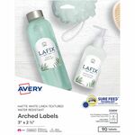 Avery&reg; Arched Labels - Sure Feed - Print-to-the-Edge - 3" Width x 2 1/4" Length - Permanent Adhesive - Arched Rectangle - Laser - Matte White - Paper - Water Resistant - 9 / Sheet - 10 Total Sheets - 90 Total Label(s) - 90 / Pack AVE22809