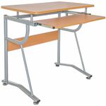 Techni Mobili Compact Computer Desk - Rectangle Top - Modern Style - 65 lb Capacity - 30" Height x 43" Width x 19.50" Depth - Computer, Keyboard, Printer - Assembly Required - Cherry - MDF, Polyvinyl Chloride (PVC), Laminate, Veneer - Powder Coated Steel  RTA8336C09