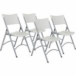 National Public Seating 600 Series Folding Chairs - Powder Coated, Black Frame Color - Steel Frame Material - Four-legged Base - Speckled Gray - Plastic Resin, Steel, Metal - 4 / Carton NPS602