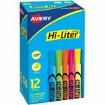 Avery&reg; Hi-Liter, Desk-Style, Assorted Colors, 12 Count (98034) - Chisel Marker Point - Washable - Fluorescent Yellow, Fluorescent Blue, Fluorescent Green, Fluorescent Orange, Fluorescent Pink Ink - Water Based - Plastic Tip - Document, Classroom, Home AVE98034