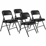 National Public Seating 1200 Series Upholstered Folding Chair - Caviar Black Seat Color - Vinyl, Foam Seat Material - Caviar Black Back Color - Vinyl Back Material - Black Frame Color - Tubular Steel Frame Material - Honey Brown - Vinyl, Polypropylene - 4 NPS1210
