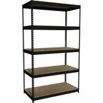 Lorell Fortress Riveted Shelving - 5 Compartment(s) - 5 Shelf(ves) - 84" Height x 48" Width x 24" Depth - Heavy Duty, Rust Resistant - 28% Recycled - Powder Coated - Black - Steel - 1 Each LLR60648