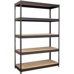 Lorell Fortress Riveted Shelving - 5 Compartment(s) - 5 Shelf(ves) - 72" Height x 48" Width x 18" Depth - Heavy Duty, Rust Resistant - 28% Recycled - Powder Coated - Black - Steel - 1 Each LLR61622
