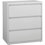 Lorell Fortress Series Lateral File - 36" Width x 18.6" Depth x 40.3" Height - 3 x Drawer(s) for File - Letter, Legal, A4 - Lateral - Locking Drawer, Magnetic Label Holder, Ball-bearing Suspension, Leveling Glide, Locking Bar, Hanging Rail - Light Gray -  LLR88029