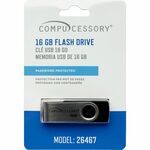 Compucessory Password Protected USB Flash Drives - 16 GB - USB 2.0 - 12 MB/s Read Speed - 5 MB/s Write Speed - Aluminum - 1 Year Warranty - 1 Each CCS26467