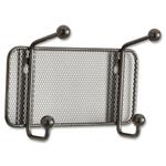 Safco Onyx Mesh Sturdy 2-Hook Garment Wall Rack - 2 Hooks - 5.5" Height x 8.5" Width - Double Hook - for Garment, Hat, Coat - Steel - Black - 1 Each SAF6401BL