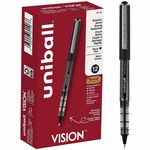 uniball™ Vision Rollerball Pens - 0.5 mm Pen Point - Black Ink - Pigment-based - 12 / Dozen UBC60106