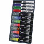 SKILCRAFT&reg; 12-Marker Dry Erase System - Fine, Chisel Marker Point - Erasable - Black, Blue, Red, Green, Yellow, Orange, Brown, Purple Ink - Polyester Tip - 12 / Kit NSN3656126
