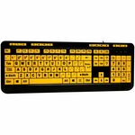 Adesso Luminous Large Print Desktop Keyboard - Cable Connectivity - USB Interface - 122 Key(s) - Previous Track, Home, Email, Favourites, Volume Down, Volume Up, Search, Back, Forward, Play/Pause, Close, ... Hot Key(s) - English (US) - Computer - PC, Mac, ADEAKB132UY