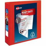 Avery&reg; Heavy-Duty View 3 Ring Binder, 2" One Touch EZD(R) Rings, 1 Red Binder (79225) - 2" Binder Capacity - Letter - 8 1/2" x 11" Sheet Size - 540 Sheet Capacity - 540 x 2" Ring - Fastener: Ring - Pocket: 4, Internal - Polypropylene - Red - Recycled  AVE79225