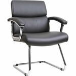 Lorell Vuelo Modern Bonded-Leather Office Chairs - Black Seat Color - Bonded Leather Seat Material - Black Back Color - Sled Base - Black - Leather - 1 Each LLR20019