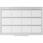 MasterVision Bi-silque 12-Month Yearly Magnetic Dry Erase Planners - Julian Dates - Monthly, Weekly, Daily - 12 Month - Silver, White - Aluminum - 36" Height x 48" Width - 1 Each BVCGA05106830