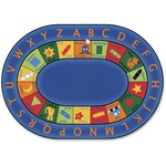 Carpets for Kids Premium Bilingual Early Learning Oval Rug - 11.67 ft Length x 99" Width - Oval - Bilingual Inner Squares CPT9508