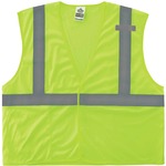 Ergodyne 8210HL Mesh Hi-Vis Safety Vest - Recommended for: Utility, Construction, Baggage Handling, Emergency, Warehouse - Large/Extra Large - Hook & Loop Closure - Polyester Mesh, Mesh Fabric - Lime - Reflective, Pocket, Breathable, Lightweight, High Vis EGO21025