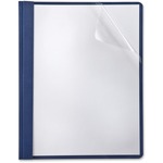Oxford Report Cover - 3 x Tang Fastener - Navy - Clear Front, Punched - 5 / Pack OXF50443