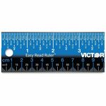 Victor Stainless Steel Dual Colour Easy Read Ruler - 12" Length - 1/4, 1/8, 1/16 Graduations - Metric, Imperial Measuring System - Stainless Steel - Blue, Black - 1 Each VCTEZ12SBL