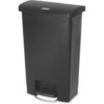 Rubbermaid Commercial Slim Jim Black 13G Front Step Can - 13 gal Capacity - 28.3" Height x 11.5" Width - Resin, Plastic, Poly - Black - 1 Each RCP1883611