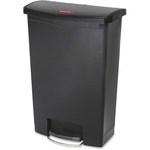 Rubbermaid Commercial Slim Jim Black 24G Front Step Can - 24 gal Capacity - 32.5" Height x 13.9" Width - Resin, Poly, Plastic - Black - 1 Each RCP1883615