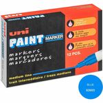 uni uni-Paint PX-20 Oil-Based Paint Marker - Medium Marker Point - Blue Ink - Oil Based - White Barrel - 1 Dozen UBC63603DZ