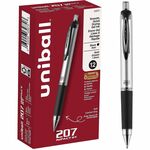 uniball™ 207 Impact RT Gel Pens - 1 mm Bold Pen Point - Refillable - Retractable - Black Ink - Gel-based - Metallic Barrel - 12 / Dozen UBC65870DZ