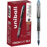 uniball™ Vision Elite BLX Rollerball Pen - 0.5 mm Micro Pen Point - Black/Blue Ink - Pigment-based - 12 / Dozen UBC69020DZ