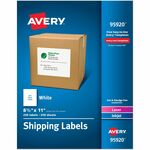 Avery&reg; Shipping Address Labels, 250 Labels, Full Sheet Labels, Permanent (95920) - x 8 1/2" Width x 11" Length - Full Sheet - Permanent Adhesive - Rectangle - Laser, Inkjet - Matte - White - Paper - 1 / Sheet - 250 Total Sheets - 250 Total Label(s) -  AVE95920