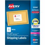 Avery&reg; Shipping Labels, Sure Feed, 3-1/3" x 4" , 1,500 Labels (95940) - 3 21/64" Width x 4" Length - Permanent Adhesive - Rectangle - Inkjet, Laser - Matte White - Matte - Paper - 6 / Sheet - 6 Total Sheets - 1500 Total Label(s) - 250 / Box AVE95940