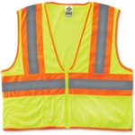 Ergodyne Class 2 Two-tone Lime Vest - 2-Xtra Large/3-Xtra Large - Lime - Reflective, Machine Washable, Lightweight, Pocket, Zipper Closure - 1 Each EGO21297
