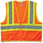 Ergodyne Class 2 Two-tone Orange Vest - Recommended for: Construction - Large/Extra Large - Zipper Closure - Polyester Mesh, Fabric - Orange, Lime, Silver - Reflective, Machine Washable, Lightweight, Zipper Closure, Pocket, High Visibility - 1 Each EGO21305