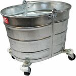 Impact Products Oval Galvanized Steel Bucket with 2" Casters - Reinforced, Embossed - Galvanized Steel - Silver IMP260