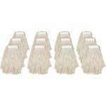 Genuine Joe Clamp-style Cotton Mophead - #16 - Cut Ends, Absorbent, Narrow Headband - Cotton - Natural - 12 / Carton GJON16COTCT
