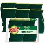 Scotch-Brite Heavy-Duty Scrub Sponges - 2.8" Height x 4.5" Width x 0.6" Depth - 6/Pack - 6 / Carton - Green, Yellow MMM426CT