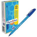 Paper Mate Inkjoy 100 ST Ballpoint Stick Pens - 1 mm Medium Pen Point - Blue Ink - Translucent Barrel - 12 / Dozen PAP1951256