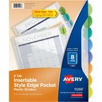 Avery&reg; Insertable Style Edge Plastic Dividers with Pockets, 8-tab - 8 x Divider(s) - 8 - 8 Tab(s)/Set - 9.3" Divider Width x 11.25" Divider Length - 3 Hole Punched - Translucent Plastic Divider - Multicolor Plastic Tab(s) - Durable, Tear Resistant, PV AVE11293