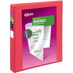 Avery&reg; Durable View Binders with Slant Rings - 1" Binder Capacity - Letter - 8 1/2" x 11" Sheet Size - 250 Sheet Capacity - 1 2/5" Spine Width - 250 x 1" Ring - Fastener: Slant Ring - Pocket: 2, Internal - Polypropylene - Coral - Adhesive, Archival-sa AVE17293