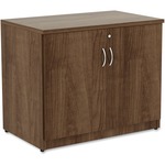 Lorell Essentials Series 2-Door Storage Cabinet - 36" Width x 22.5" Depth x 29.5" Height - Glide, Lockable - Walnut - Laminate - Metal - Assembly Required - 1 Each LLR69999