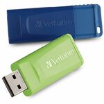 Verbatim 64GB Store 'n' Go USB Flash Drive - 2pk - Blue, Green - 64 GB - USB 2.0 Type A - Blue, Green - Lifetime Warranty - 2 / Pack VER99812