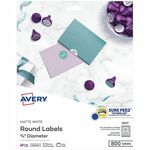 Avery&reg; Printable Round Labels, 3/4" , Matte White, 800 Labels (4221) - x 3/4" Diameter - Permanent Adhesive - Round - Inkjet, Laser - Matte - White - Paper - 80 / Sheet - 10 Total Sheets - 800 Total Label(s) - For Label Printer - 800 / Pack AVE4221