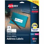 Avery&reg; Address Labels, Glossy White, 1" x 2-5/8" , 750 Total (6526) - x 1" Width x 2 5/8" Length - Permanent Adhesive - Rectangle - Inkjet, Laser - Glossy - White - Paper - 30 / Sheet - 25 Total Sheets - 750 Total Label(s) - For Label Printer - 750 /  AVE6526