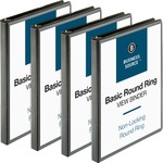 Business Source Round-ring View Binder - 1/2" Binder Capacity - Letter - 8 1/2" x 11" Sheet Size - 125 Sheet Capacity - Fastener: Round Ring - Pocket: 2, Internal - Polypropylene - Black - Sturdy, Non-glare, Exposed Rivet, Durable, Gap-free Ring, Wrinkle- BSN09950BD