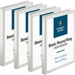 Business Source Round-ring View Binder - 1/2" Binder Capacity - Letter - 8 1/2" x 11" Sheet Size - 125 Sheet Capacity - Fastener: Round Ring - Pocket: 2, Internal - Polypropylene - White - Sturdy, Non-glare, Exposed Rivet, Durable, Wrinkle-free, Gap-free  BSN09951BD