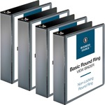 Business Source Round-ring View Binder - 2" Binder Capacity - Letter - 8 1/2" x 11" Sheet Size - 475 Sheet Capacity - Fastener: Round Ring - Pocket: 2, Internal - Polypropylene - Black - Wrinkle-free, Gap-free Ring, Clear Overlay, Non Locking Mechanism, S BSN09956BD
