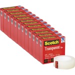 Scotch Transparent Tape - 3/4"W - 36 yd Length x 0.75" Width - 1" Core - Clear - Stain Resistant, Moisture Resistant, Long Lasting - For Multipurpose, Mending, Packing, Label Protection, Wrapping - 12 / Pack MMM600341296PK