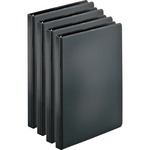 Business Source Basic Round Ring Binders - 1/2" Binder Capacity - Letter - 8 1/2" x 11" Sheet Size - 125 Sheet Capacity - 3 Ring - Fastener: Round Ring - Pocket: Internal - Chipboard, Polypropylene - Black - 8.96 oz - Exposed Rivet, Sturdy - 4 / Bundle BSN28526BD