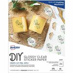 Avery&reg; Permanent Sticker Paper - Letter - 8 1/2" x 11" - Printable, Permanent, Print-to-the-edge, Acid-free, Lignin-free - Glossy, Clear - 7/Pack - 1 Carton AVE04397
