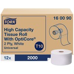 TORK Bath Tissue Roll w/OptiCore - 2 Ply - 3.80" Width x 583.30 ft Length - 2000 Sheets/Roll - 7.20" Roll Diameter - 1 45/64" Core - White - Paper - 24000 / Sheet TRK160090