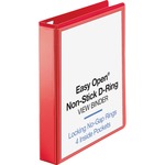 Business Source Red D-ring Binder - 1 1/2" Binder Capacity - Letter - 8 1/2" x 11" Sheet Size - Fastener: D-Ring - Pocket: 4 - Polypropylene - Red - Non-stick, Clear Overlay, Ink-transfer Resistant, Labeling Area - 1 Each BSN26980